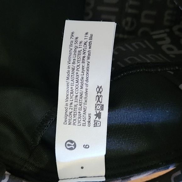 Lululemon Energy Bra, High Neck, Long Line,Sz. 6, Ombre Black,Multi print, NWT - Picture 12 of 13